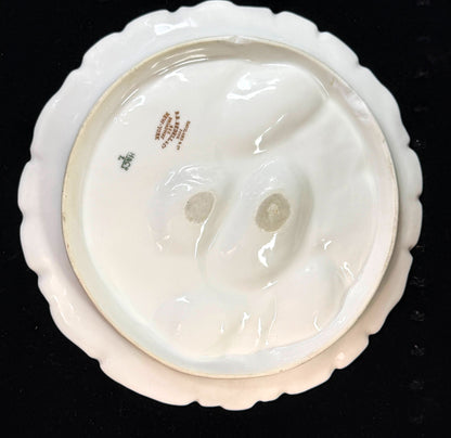 Antique Haviland Limoges Oyster Plate Red Roses Gold Gilt D.B. Bedell 8.785"A124