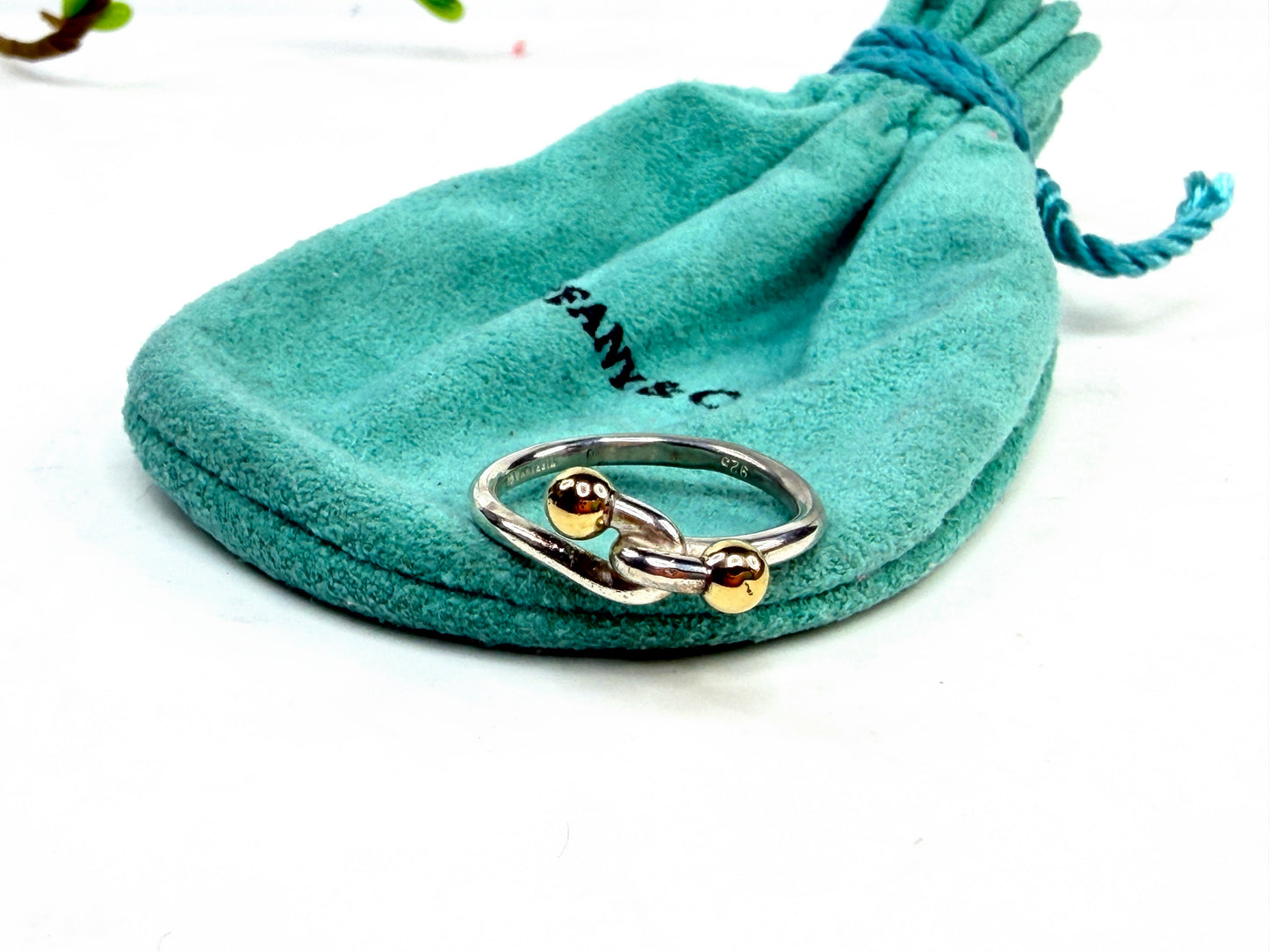 Tiffany & Co Elsa Peretti Hook Eye Ring 925 18K Sz7 JR1421