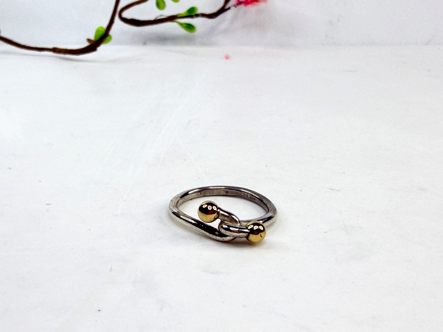 Tiffany & Co Elsa Peretti Hook Eye Ring 925 18K Sz7 JR1421