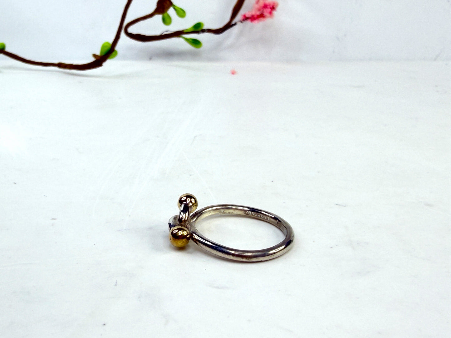 Tiffany & Co Elsa Peretti Hook Eye Ring 925 18K Sz7 JR1421