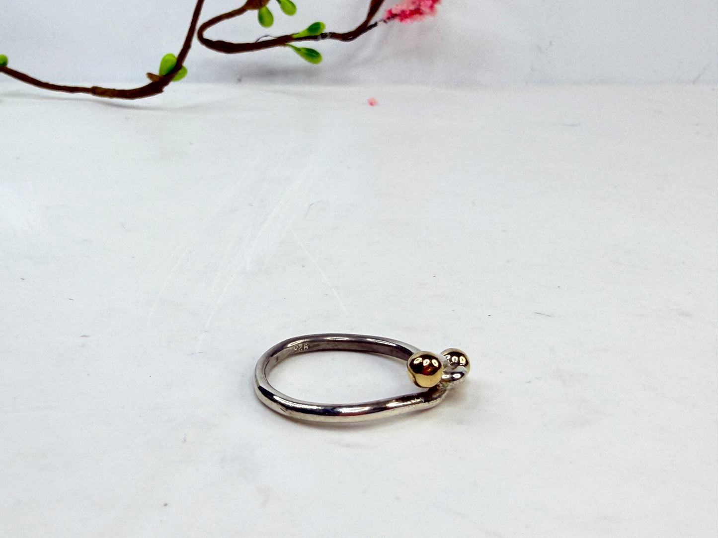 Tiffany & Co Elsa Peretti Hook Eye Ring 925 18K Sz7 JR1421