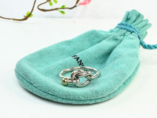 Tiffany & Co Elsa Peretti Love Knot Ring 18K Silver JR14212