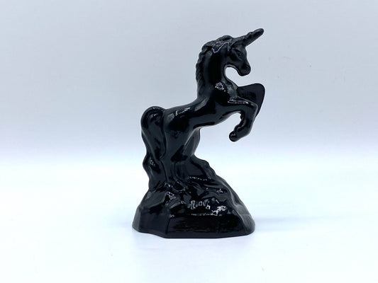 Rare Vintage Fenton Ebony Black UNICORN Milk Glass figurine