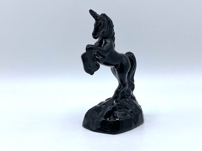 Rare Vintage Fenton Ebony Black UNICORN Milk Glass figurine
