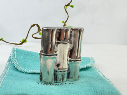 Vintage Tiffany Sterling Silver Bamboo Pill Box Case SS240