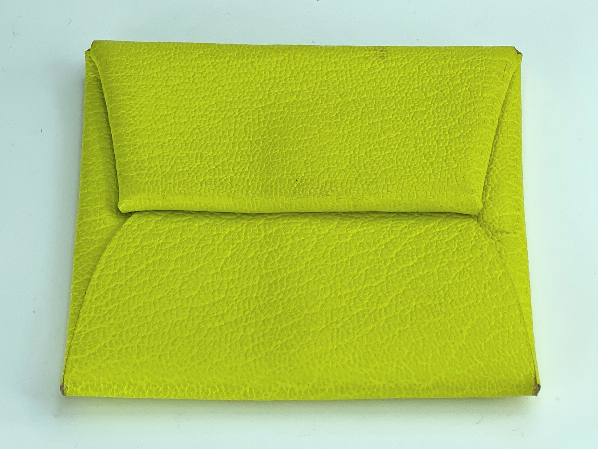 Hermes Chevre Mysore Bastia Verso Coin Purse Jaune Bourgeon Nata in box GS301