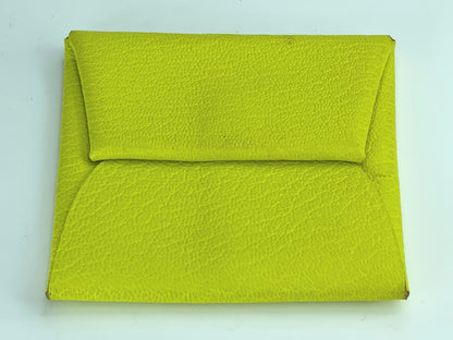 Hermes Chevre Mysore Bastia Verso Coin Purse Jaune Bourgeon Nata in box GS301