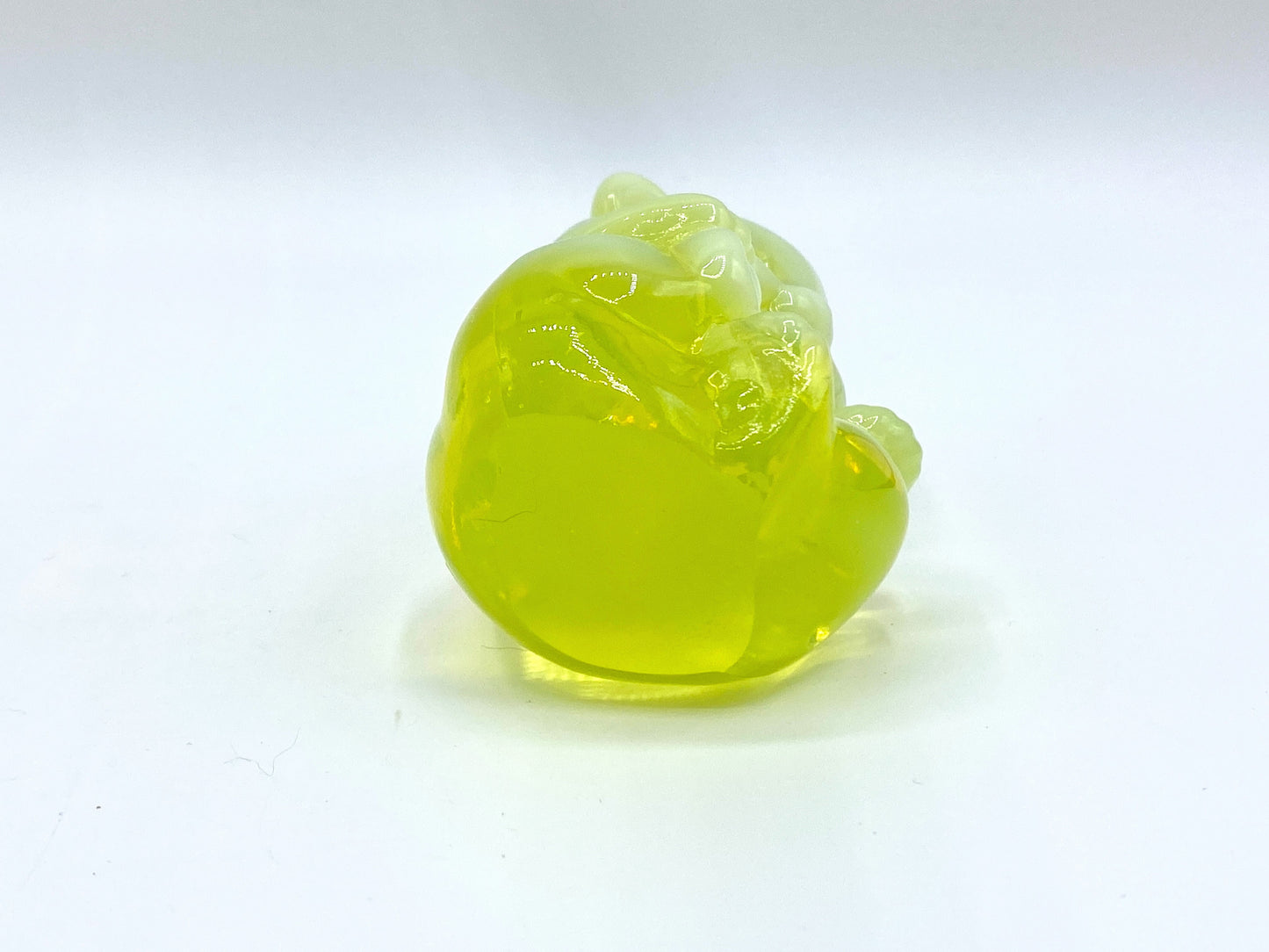 Fenton Vaseline Glass Bear Cub, Vintage Yellow Opalescent Uranium Glass