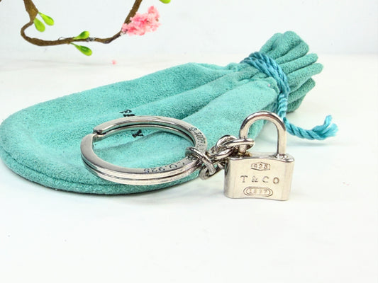 Tiffany & Co 1837 Padlock Key Ring Sterling Silver SS242