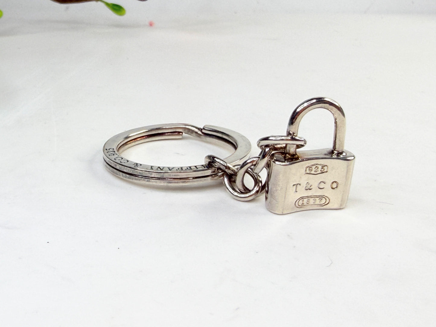 Tiffany & Co 1837 Padlock Key Ring Sterling Silver SS242