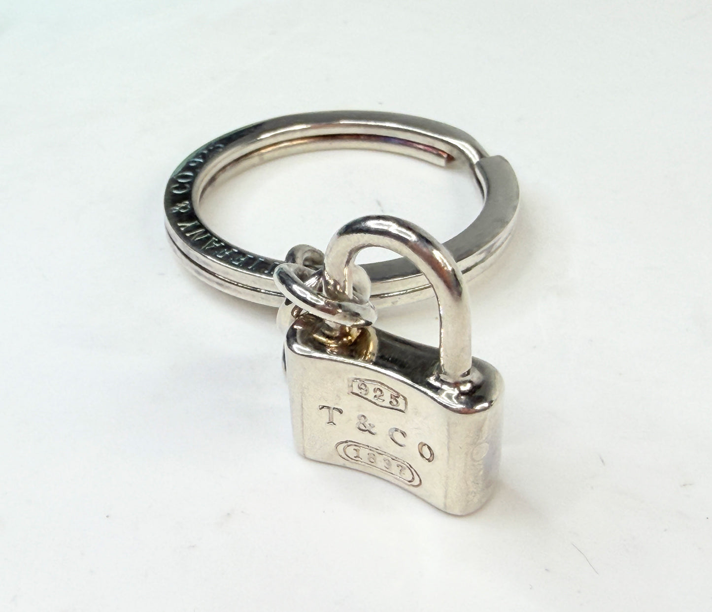 Tiffany & Co 1837 Padlock Key Ring Sterling Silver SS242