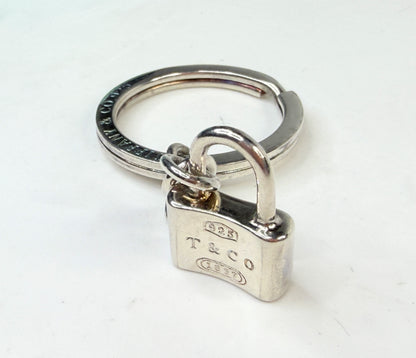 Tiffany & Co 1837 Padlock Key Ring Sterling Silver SS242