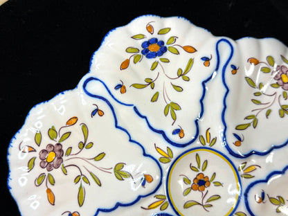 French Faience Majolica Oyster Plate Ribet Martres-Tolosane Floral design A1249