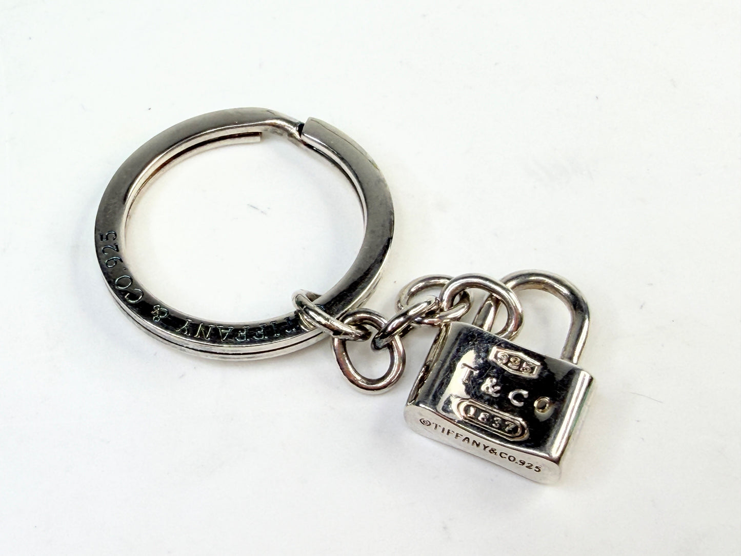 Tiffany & Co 1837 Padlock Key Ring Sterling Silver SS242