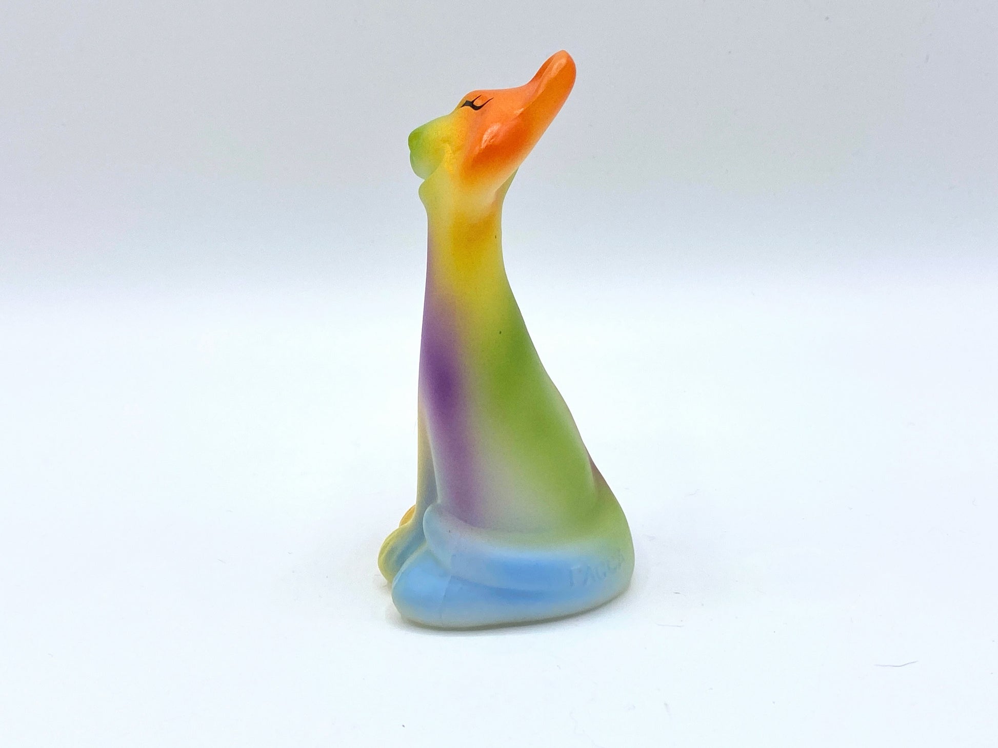 Fenton Opal Satin Tie/Tye Dye Hand Painted Happy Kitty Special Order