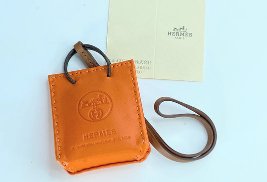 Hermès Feu Milo Lambskin and Gold Swift Orange Bag Charm GS312
