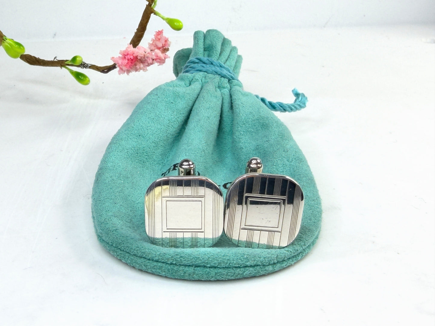 Tiffany Sterling Silver Art Deco Square Cufflinks SS244