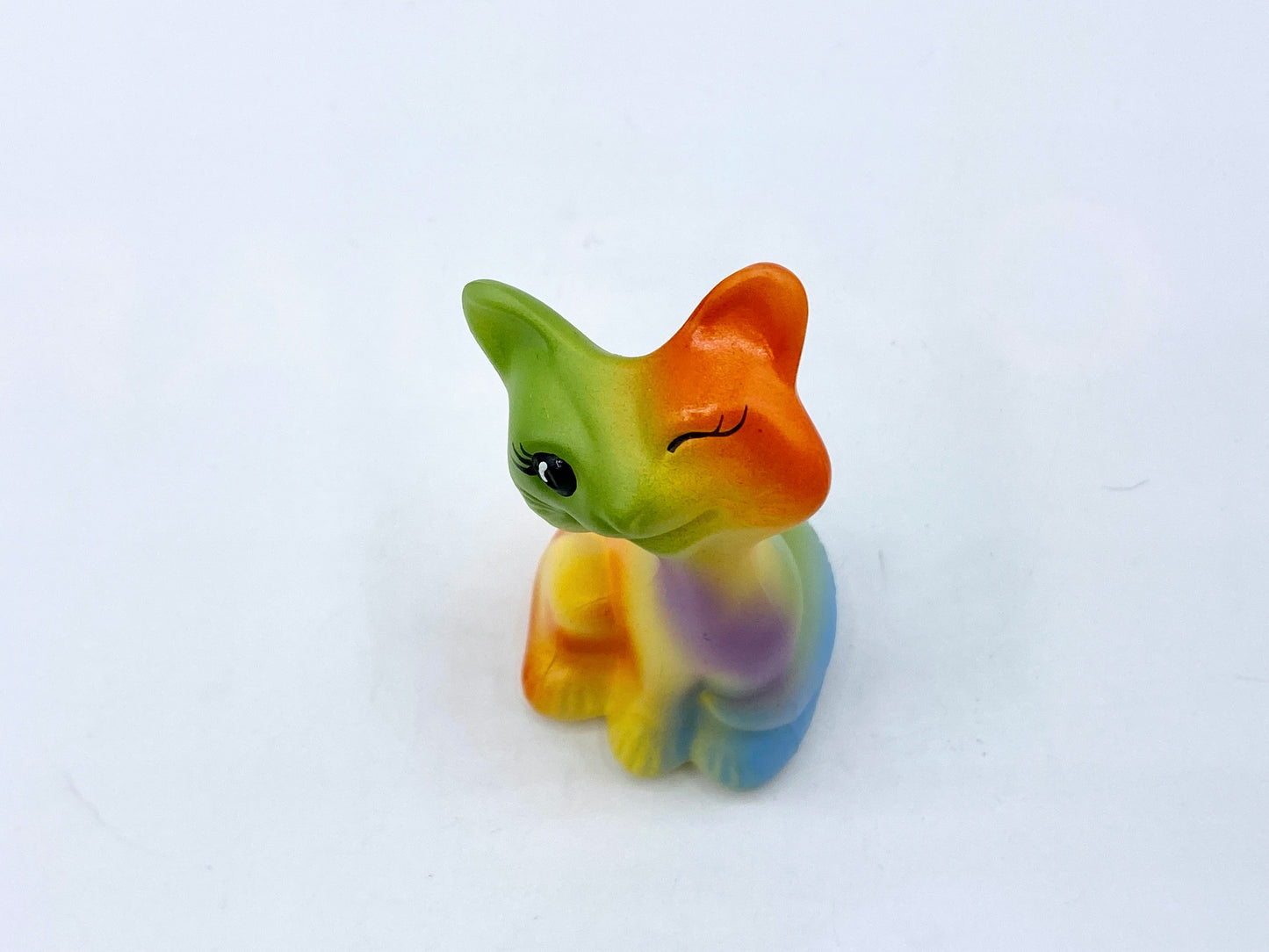 Fenton Opal Satin Tie/Tye Dye Hand Painted Happy Kitty Special Order