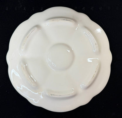 Vintage French Hand Painted Nautical Oyster Plate Lighthouse Sailboats 9.5"A1250