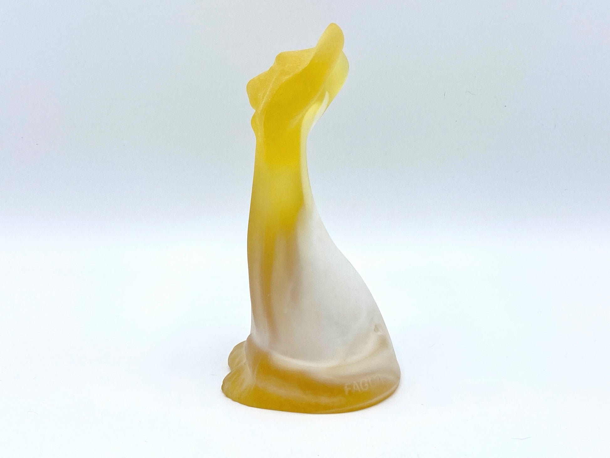 Fenton Buttercup yellow and Milk Glass Slag Happy Cat