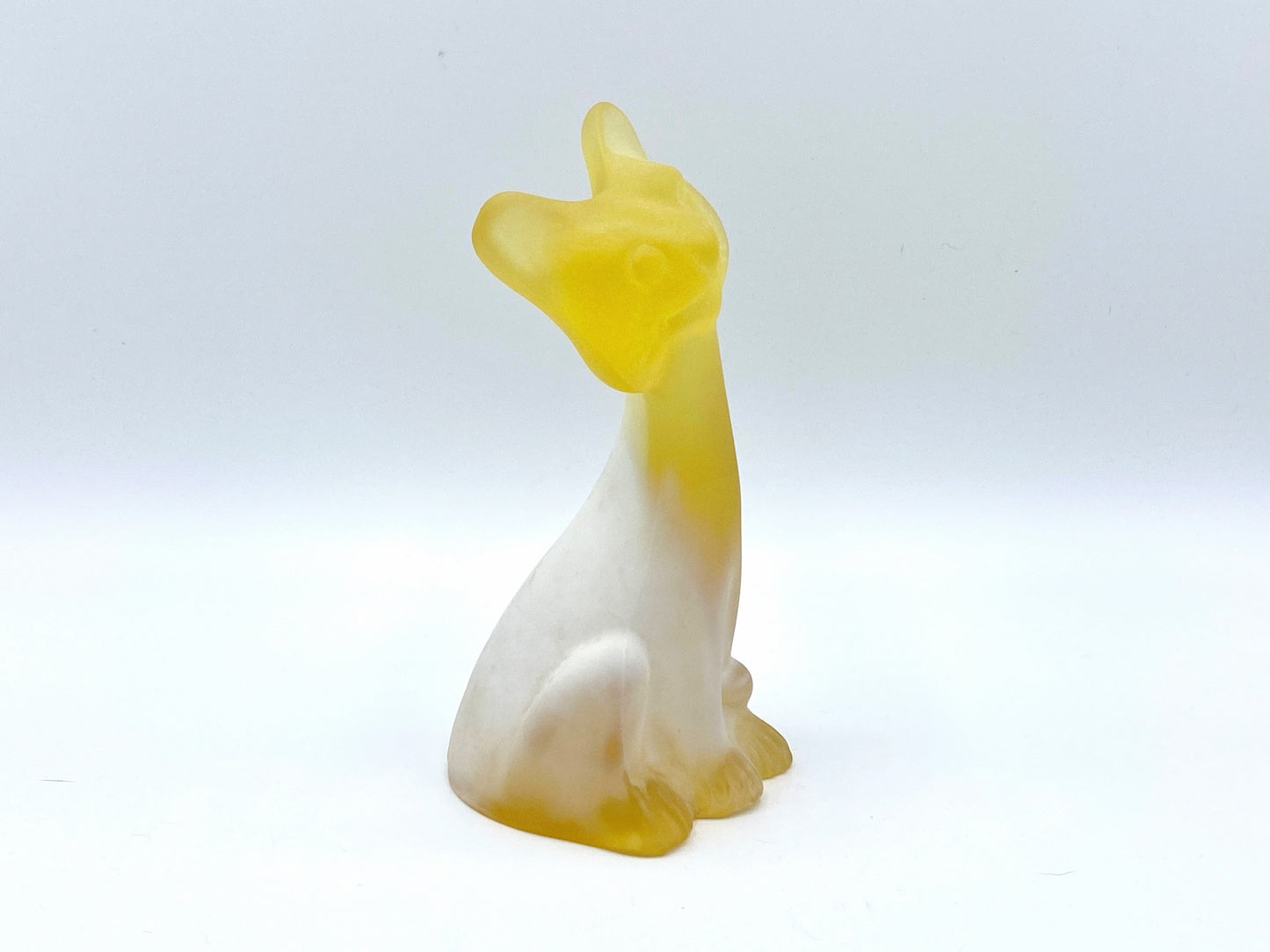 Fenton Buttercup yellow and Milk Glass Slag Happy Cat