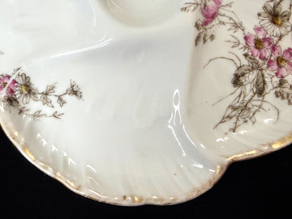 Antique CFH GDM Haviland Limoges Oyster Plate Floral Gold 8.75" A1252