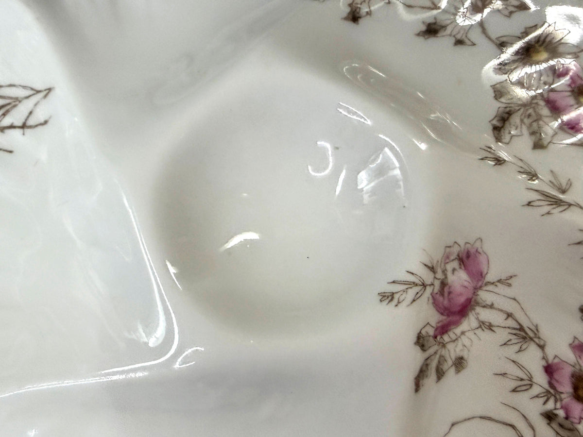 Antique CFH GDM Haviland Limoges Oyster Plate Floral Gold 8.75" A1252