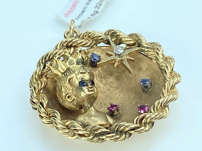 Custom 14k Gold, Diamond, Sapphire, Ruby Pendant 17.8g JR9088