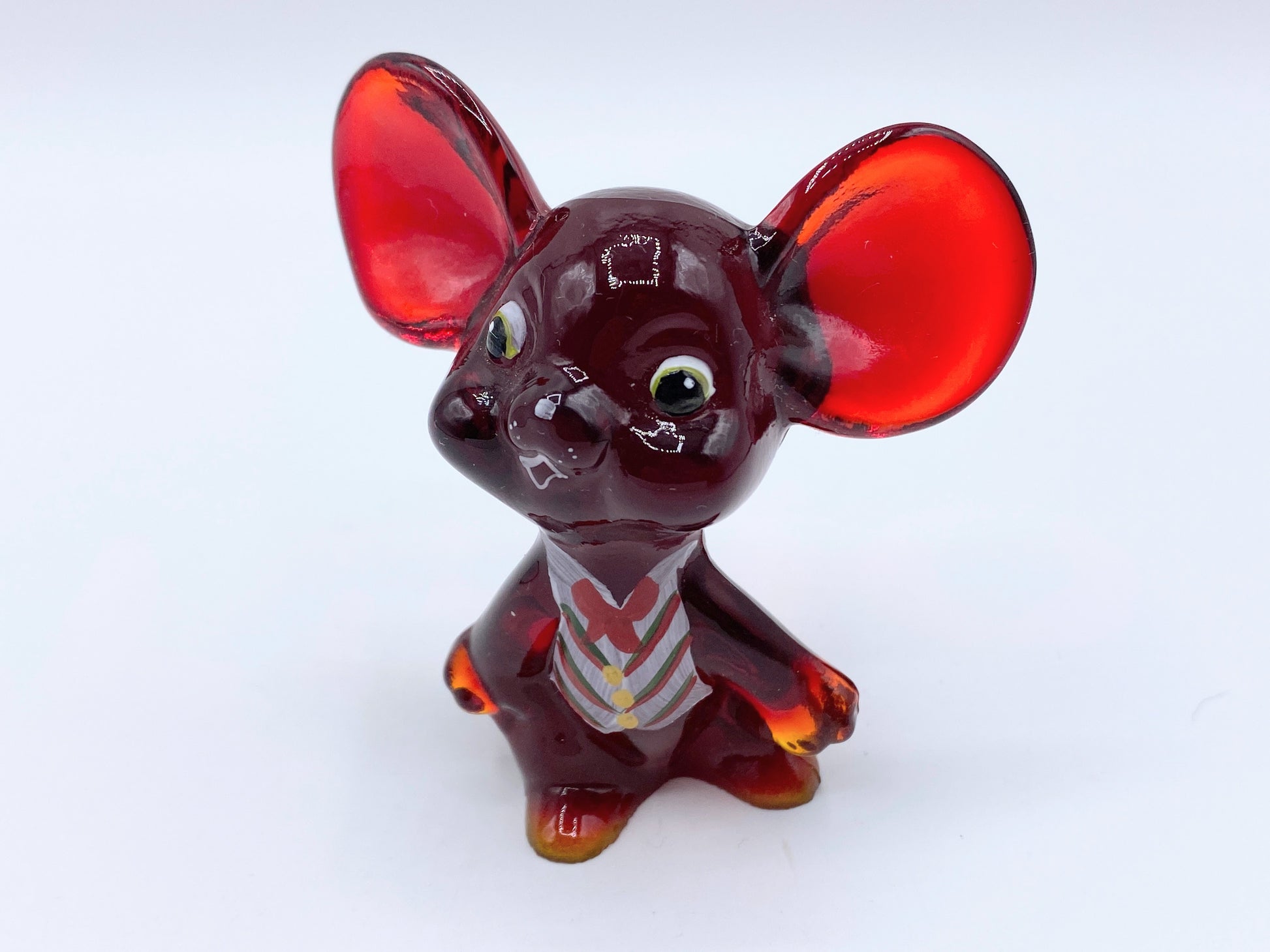 FENTON 100 yrs Anniversary Christmas Red Mouse figurine