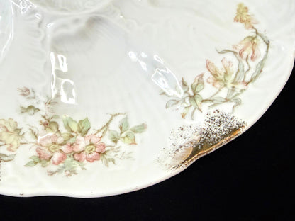 Antique Merkelsgrun Bohemian Austria Floral Oyster Plate Gold Trim A1253