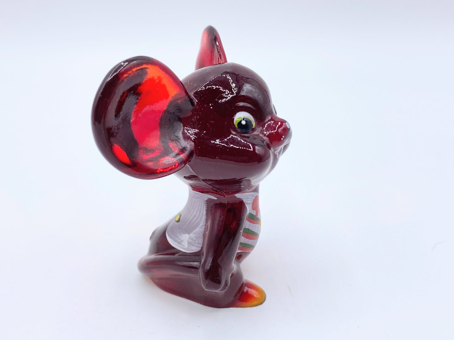 FENTON 100 yrs Anniversary Christmas Red Mouse figurine