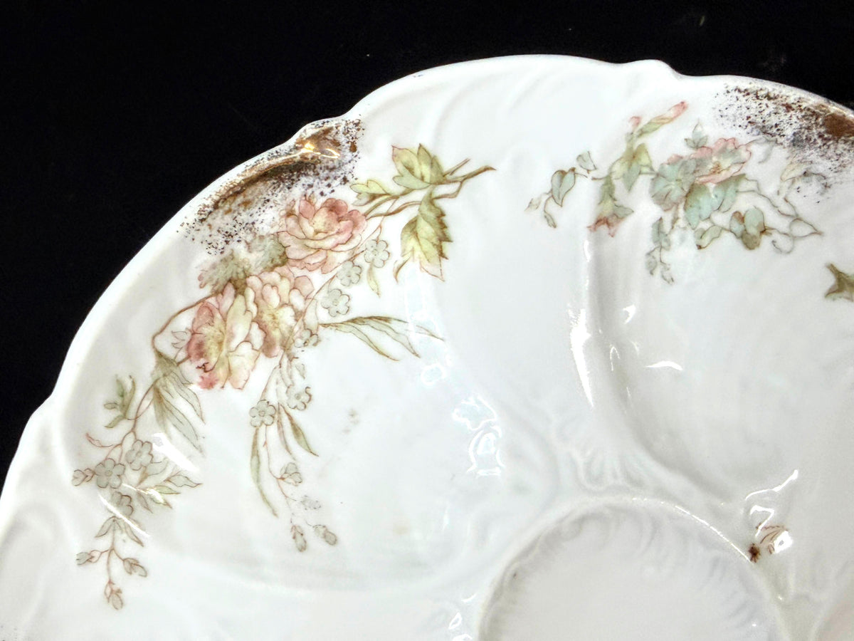 Antique Merkelsgrun Bohemian Austria Floral Oyster Plate Gold Trim A1253