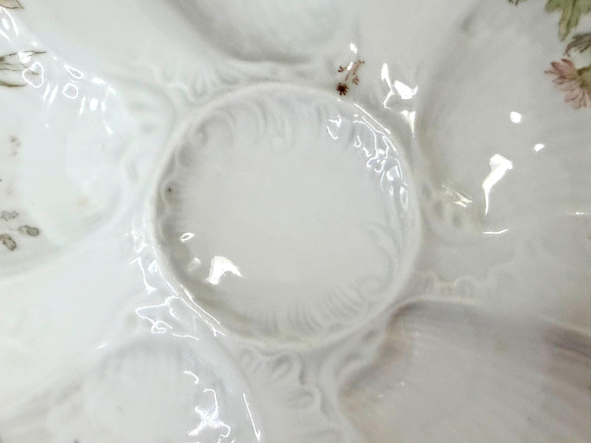 Antique Merkelsgrun Bohemian Austria Floral Oyster Plate Gold Trim A1253