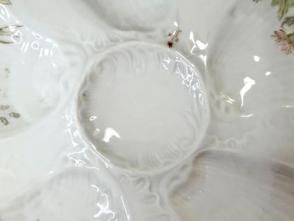 Antique Merkelsgrun Bohemian Austria Floral Oyster Plate Gold Trim A1253