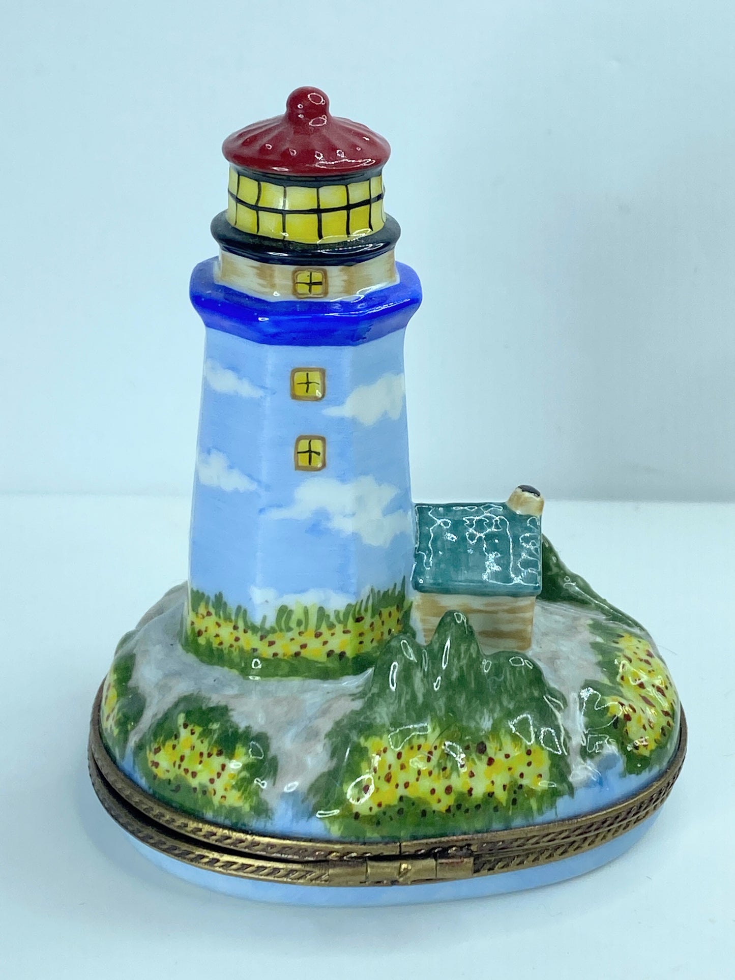 Sinclair Limogo Ltd. Edit Colorful Lighthouse by the Shore Trinket box 3.5" A351