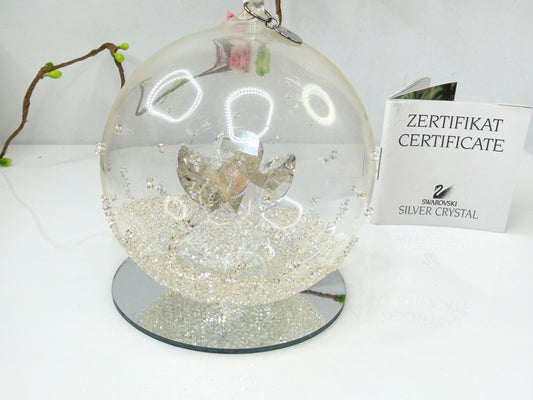 Swarovski 2015 Angel Globe Silver Crystal w Base COA NX89