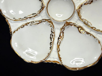 Antique Carl Tielsch Silesia 9" Six-Well White Porcelain Oyster Plate A1256