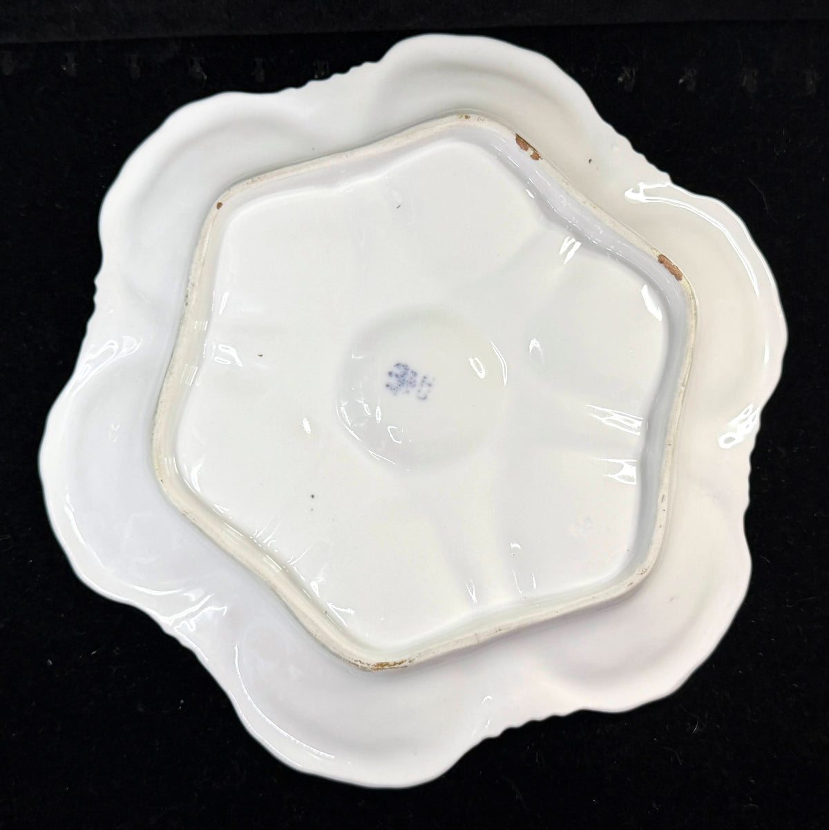 Antique Carl Tielsch Silesia 9" Six-Well White Porcelain Oyster Plate A1256