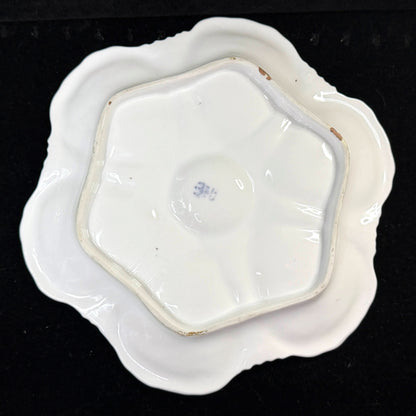 Antique Carl Tielsch Silesia 9" Six-Well White Porcelain Oyster Plate A1256