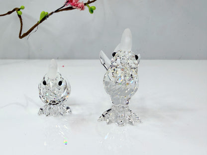 Swarovski Crystal Rooster & Chick Figurine Set w mirror Base COA S266