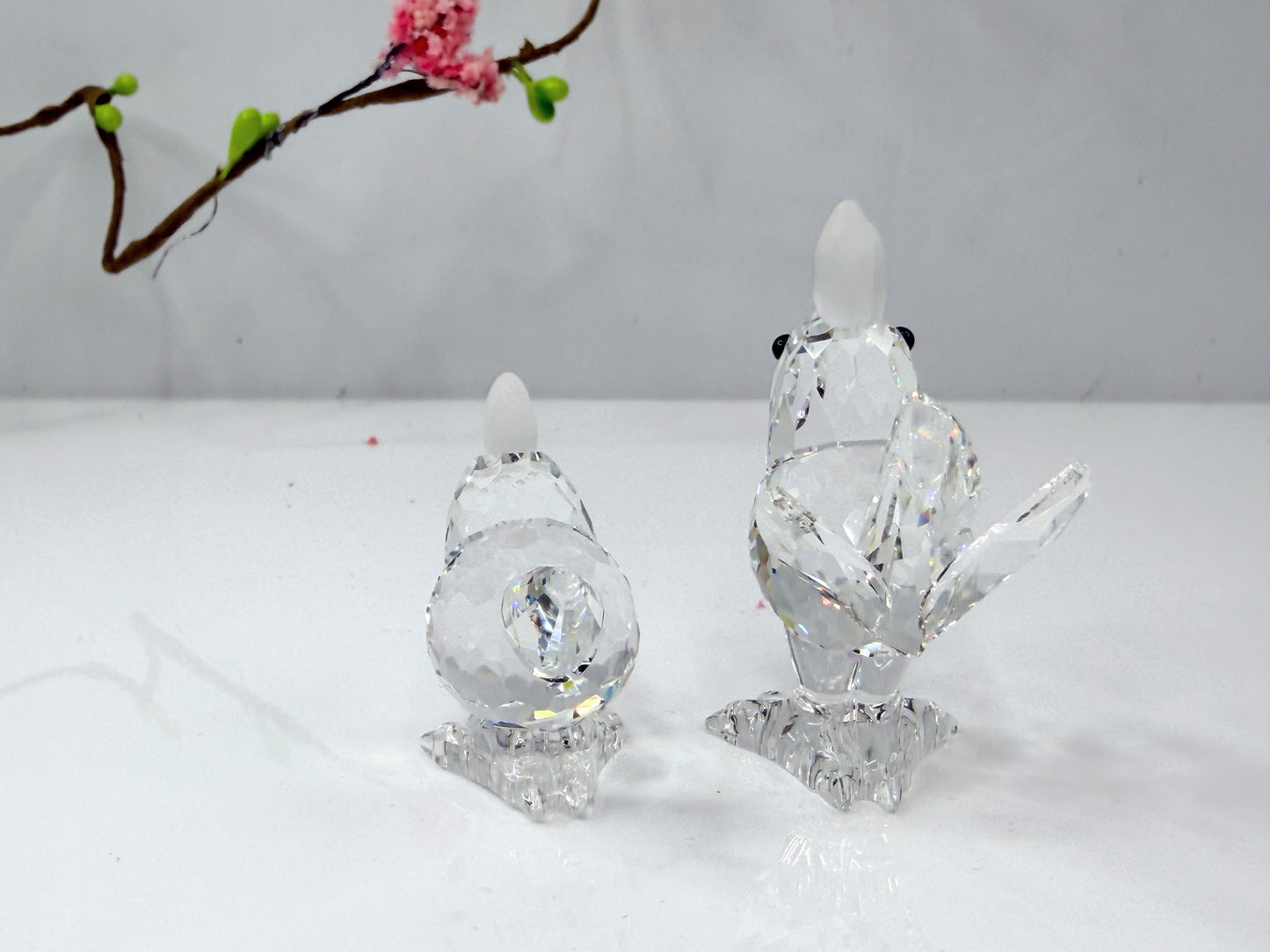 Swarovski Crystal Rooster & Chick Figurine Set w mirror Base COA S266