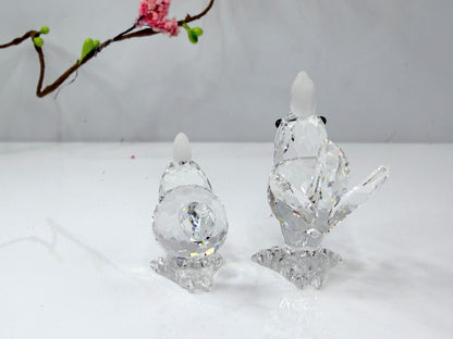 Swarovski Crystal Rooster & Chick Figurine Set w mirror Base COA S266