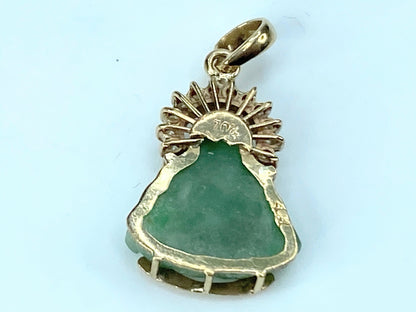 14K yellow gold Jadeite Buddha with Diamond Halo pendant 3.5g JR9794