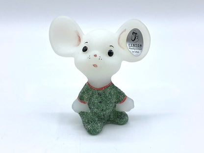 Fenton 5148 Satin White Pajama Christmas babies mouse M Olonster