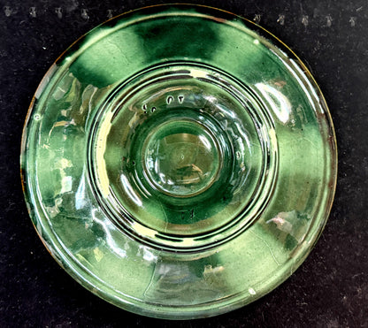 Saint Clement French Majolica Green Basketweave Oyster Plate A1258