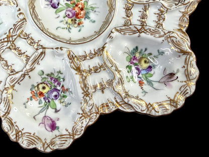 Antique Franziska Hirsch Dresden Floral Gilt Oyster Plate 9" A1259