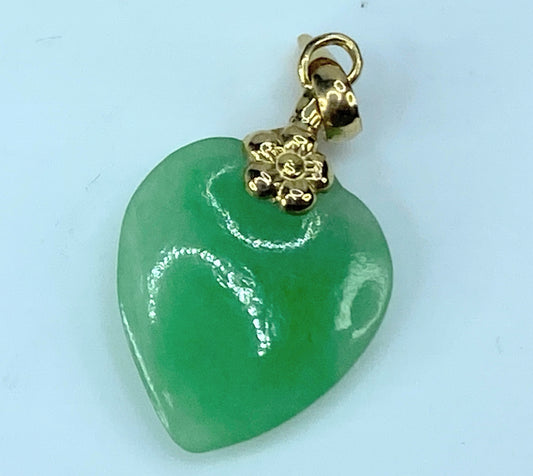 18k gold Jadeite heart pendant JR9594