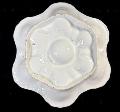 Rare Antique French Limoges Oyster Plate Blue Center Yellow Red 9 1/8 A1261