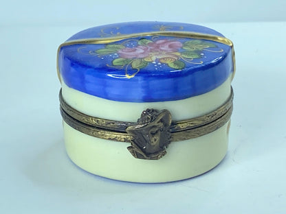 GR Limoges Limited Edition Cobalt blue pink Rose Gold gilt Blue Hat 1 3/8" A360