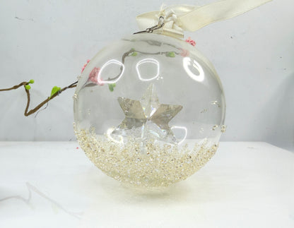2014 Crystal Star Ornament Glass Globe Dated Tag Retired Ball 5059023 XN90